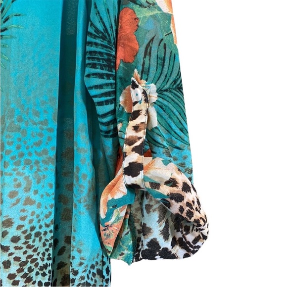 Soft Surroundings Sheer Floral and Animal Print Blouse - Picture 4 of 8